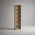 Bibliothèque étroite avec 6 compartiments en panneau de particules recouvert de mélamine, chêne clair, 40 × 24 × 180 cm