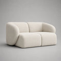 Canapé 2 places avec housse Bouclée, forme arrondie, blanc cassé, 180 × 95 × 72 cm