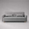 Canapé 3 places en bois avec housse en polyester et 2 oreillers, gris clair/couleur naturelle, 200 × 84 × 86 cm