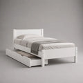 Armoire de lit simple en pin massif avec tiroir, tête de lit et torche, blanc, 198 × 98 × 90 cm, couchage 90 × 190 cm