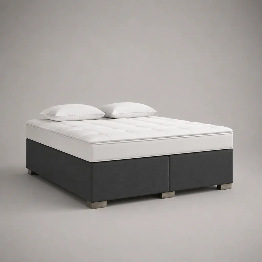 Kit à ressorts 160 × 200 cm avec matelas à ressorts de poche et housse en gris foncé et blanc