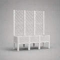 Lot de 3 pièces – Boîte rectangulaire avec grille en PP, blanc, 120 × 40 × 135 cm
