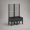 Kit de 2 parterres hautes avec grilles en polypropylène, anthracite, 80 × 40 × 140 cm
