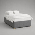 Lit de rembourrage gris sans tête de lit avec housse en corde, surface 160 × 200 cm, dimensions totales 166 × 206 × 42 cm