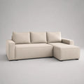 Ecksofa avec récamiere droite, 3 places avec housse en tissu et cadre en bois, beige, 225 × 150 × 85 cm