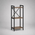 Étagère avec 3 piles en acier et en bois, brun et noir, 40 × 30 × 100 cm